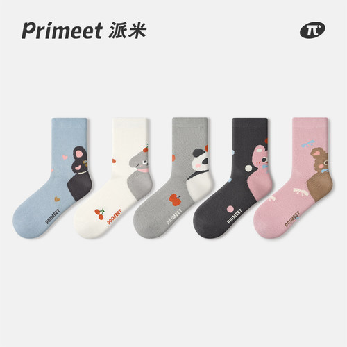 PRIMEET派米袜子女春夏款可爱卡通抱抱袜日系中筒袜棉袜春夏长袜