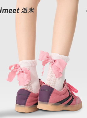 派米芭蕾风蝴蝶结洛丽塔袜子女夏季薄款中筒袜女士miu系堆堆棉袜