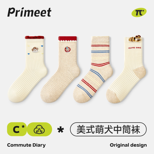 派米卡通可爱中筒袜花边堆堆袜秋