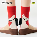 派米红袜子女秋冬本命年红色中筒袜2026马年送礼长袜红品礼盒装棉