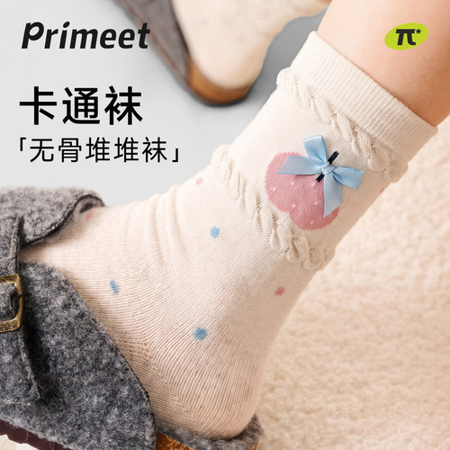 派米女秋日系蝴蝶结堆堆中筒棉袜
