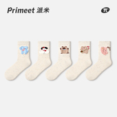 PRIMEET 派米袜子女春秋中筒袜日系点子纱无骨袜插画可爱长袜棉袜