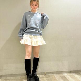 日单EMS复古V领卫衣女设计感运动风针织上衣 48小时退换 纯元