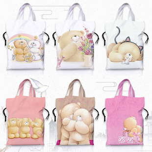 forever friends 安德鲁熊 尼龙通勤包单肩包购物袋抽绳袋胸包包