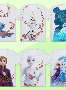Frozen 2 冰雪奇缘2 艾莎 Elsa 安娜 短袖t恤白色打底秋衣上衣服