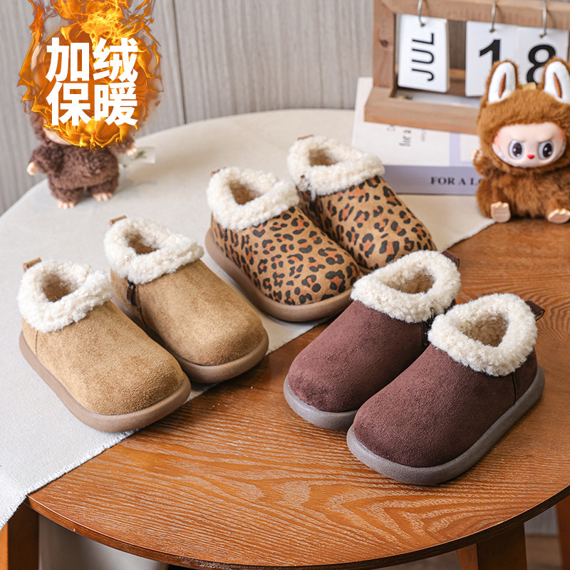 女童加厚加绒保暖棉鞋2025冬新款豹纹洋气羊羔毛勃肯鞋豆豆鞋,童鞋/婴儿鞋/亲子鞋,棉鞋,淘宝优惠券,粉丝福利购,淘宝优惠卷