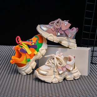 儿童鞋 新款 子透气网面老爹鞋 宝宝鞋 女童运动鞋 男童跑步鞋 2025秋季