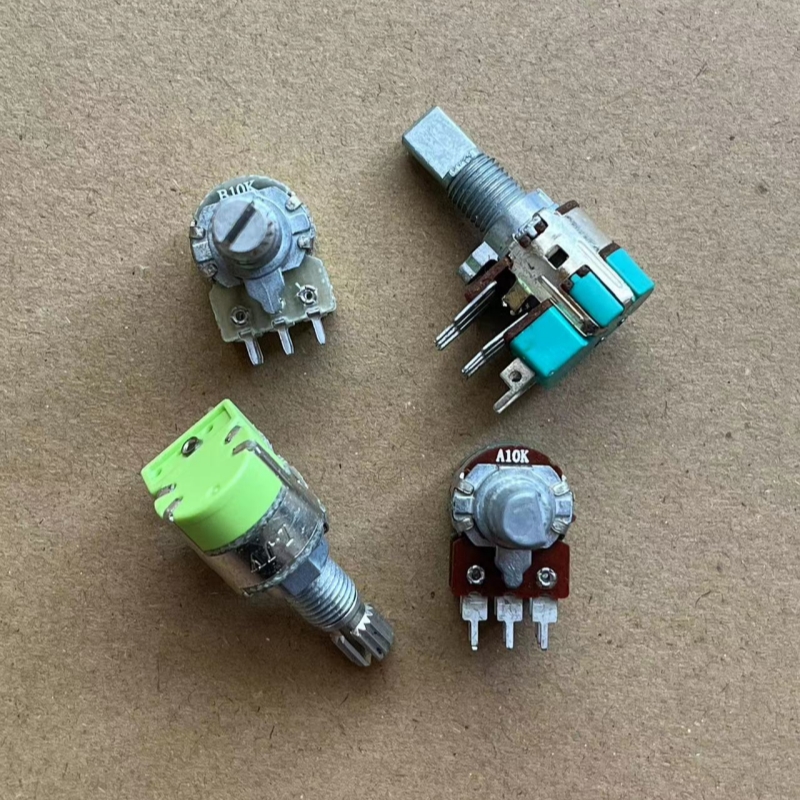 12型双联6脚电位器带开关 A10K B10K 功放音量电位器 柄长15MM