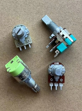 12型双联6脚电位器带开关 A10K B10K 功放音量电位器 柄长15MM