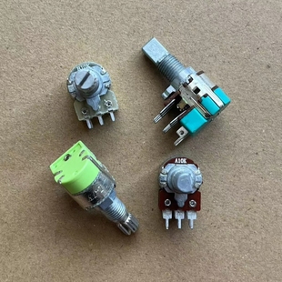功放音量电位器 B10K 柄长15MM A10K 12型双联6脚电位器带开关