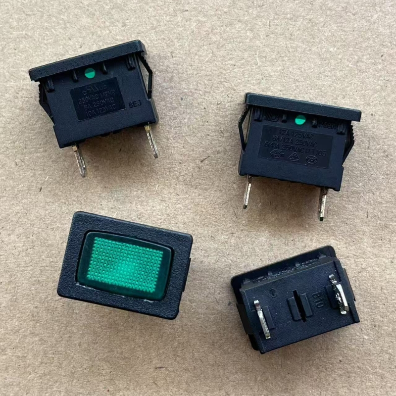 BEJ电源指示灯2脚 带灯 6A250V PS8A 方形指示灯15*21MM