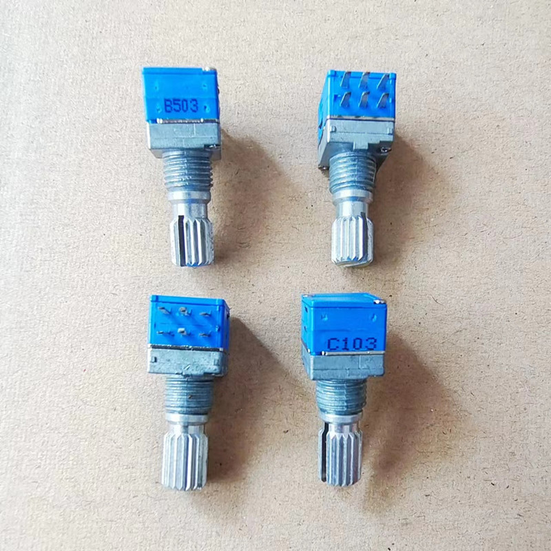 09型双联6脚电位器B50K C10K 步进 功放音量调节电位器 柄长15MM