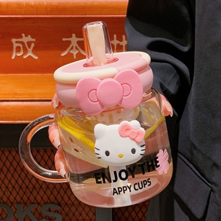 水杯女高颜值带茶仓玻璃杯子耐高温茶水分离办公室吸管杯2025新款