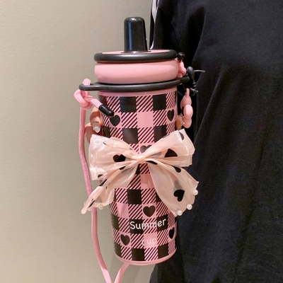 【大容量陶瓷内胆带吸管保温杯】