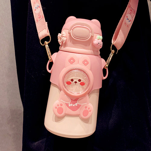 可爱带吸管316不锈钢保温杯