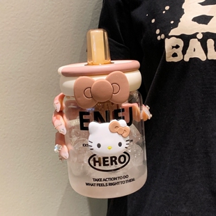 可爱吸管水杯女生夏日带茶仓办公室把手玻璃杯子2025新款咖啡牛奶