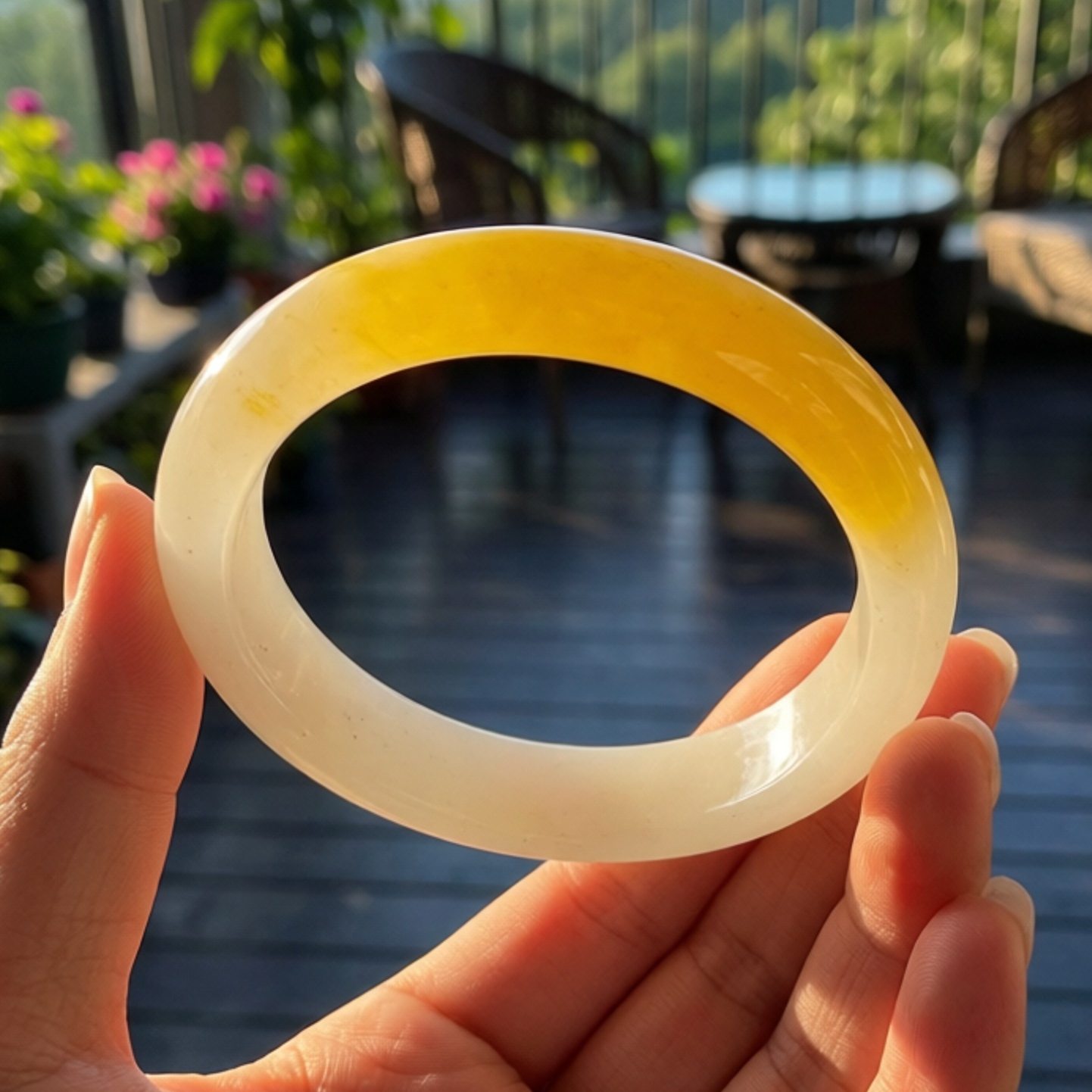 云南天然黄龙玉A货鸡油黄手镯女式半山半水58圈口首饰证书