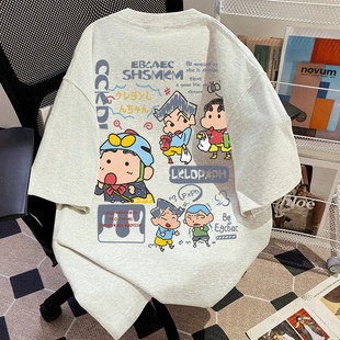 美式 大牌出口外贸尾货 重磅蜡笔小新纯棉短袖 t恤夏季 上衣 宽松半袖