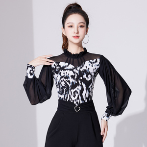 纤芸国标舞上衣新款交谊舞蹈上装摩登舞服拉丁舞服装吉特巴打底衫