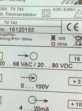 德国SINEAX TV742变送器，，输入0-100V，