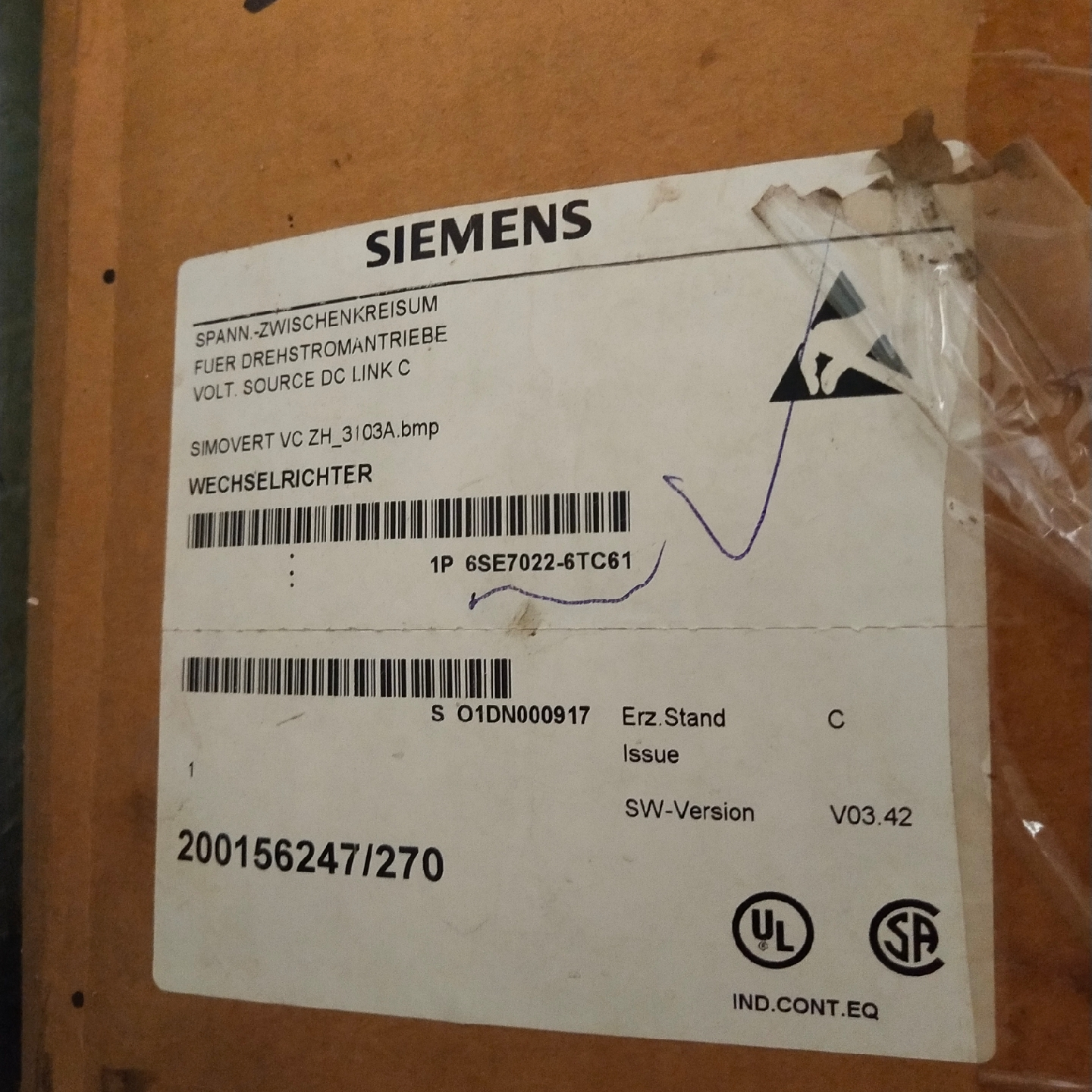 6SE7022-6TC61 实物图片。