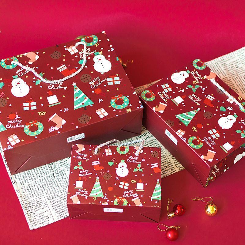 欢乐圣诞礼品袋纸袋手提包装礼物纸袋平安夜新年围巾袋子复古礼盒