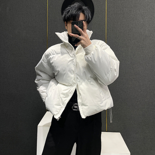 2025冬季新款加厚短款棉衣男生白色面包服冬装外套立领棉服宽松男