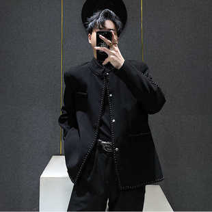 王嘉尔同款 外套男立领铆钉高级感痞帅潮流夹克 重工设计小香风西装