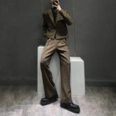 秋季 男 休闲痞帅垫肩短款 小西装 高级感简约西装 外套宽松西裤 套装