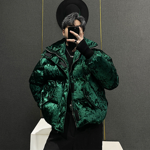 宽松加厚保暖短款 韩版 面包服男复古金丝绒立领棉服外套男 新款 冬季