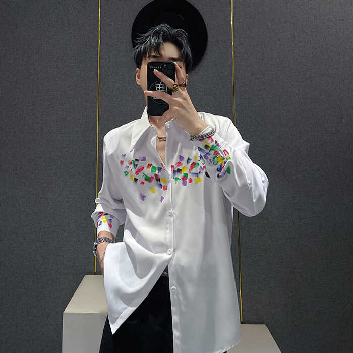 手绘潮流休闲男士春夏季新款衬衣