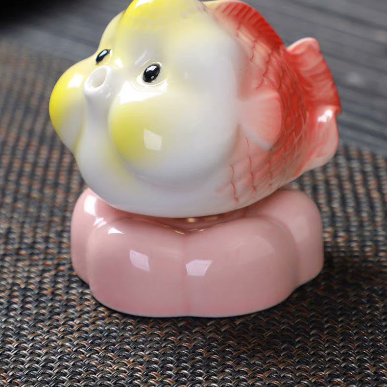 景德镇陶瓷泡泡鱼转转摆件装饰品罩面车子摆件，工艺品萌宠de