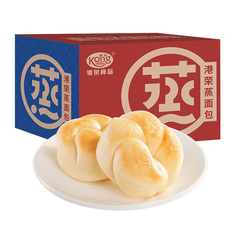 港荣蒸面包整箱淡奶1200g 饼干蛋糕蒸点心小面包早餐食品休闲零食