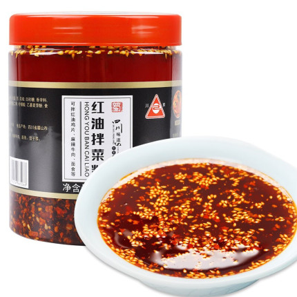 川珍 红油拌菜料750g 油泼辣子四川红油辣椒凉拌菜香辣调料熟辣椒