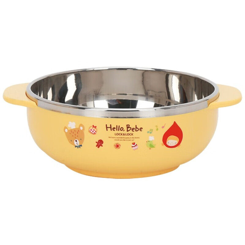 乐扣乐扣(lock&lock)儿童辅食碗进口不锈钢儿童餐具双耳大碗卡