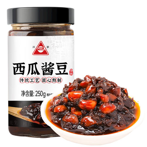 川珍 西瓜酱豆250g 黄豆瓣酱豆子拌饭拌面酱下饭酱河南特产黄豆酱