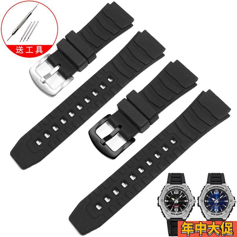 纪爵仕适配卡西欧MWA-100H PRG-80硅胶手表带PRW-1000橡胶表带男