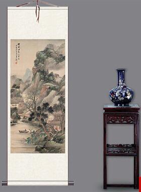 横幅挂画源远流长办公室挂画画国画L丝绸卷轴画定制