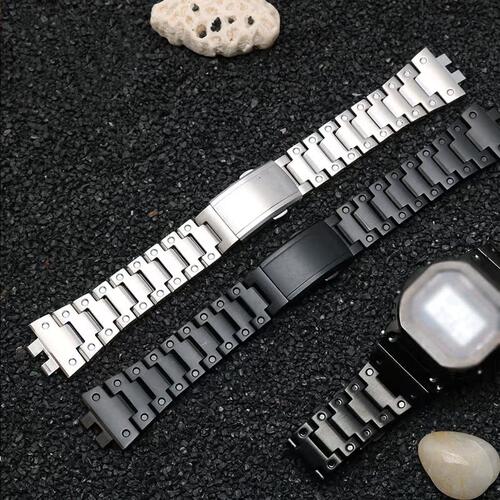 适配CASIO卡西欧G-SHOCK GM-B2100 GMW-B5000U双凸不锈钢手表带男