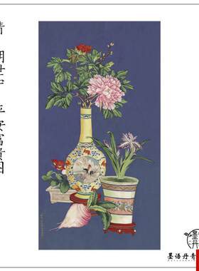 朗世宁 L平安富贵图 宣纸微喷复古花卉挂画客厅玄关背景墙装饰画