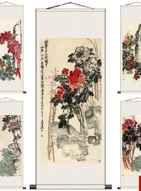 家挂画松梅吴昌硕国画牡丹荷花花鸟画W玄关字画定制送礼书房字画