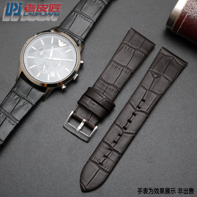 适配阿玛尼真皮手表带纤薄 AR25t00 2501 2502 2503男表带22mm针