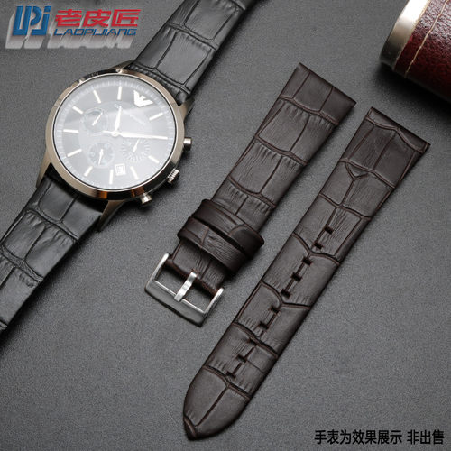 适配阿玛尼真皮手表带纤薄 AR25t00 2501 2502 2503男表带22mm针