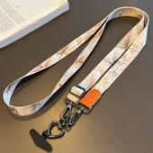 高端加宽不勒肩手机挂绳斜挎可调节挂脖印花帆布双扣相机包包挂链