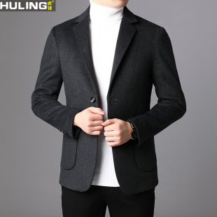 职业西装 羊毛尼子大衣男士 新款 商务休闲毛呢单西外套秋冬季 时尚