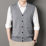 含羊毛春秋季新款针织马甲男士轻商务背心v领西装马夹无袖开衫