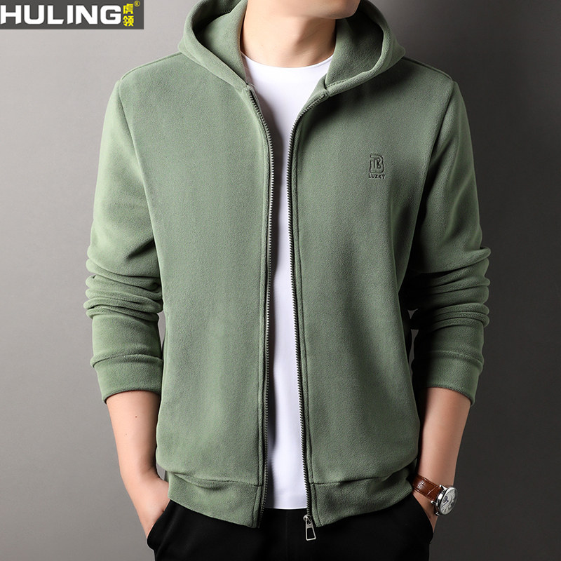 奥粒绒卫衣男士夹克秋冬季新款开衫连帽休闲运动加厚保暖外套男装