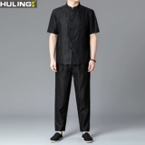 Шелковый летний комплект, короткий рукав, китайский стиль