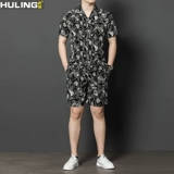 Шелковые нарукавники, мужской шелковый летний трендовый комплект для отдыха, легкий роскошный стиль, короткий рукав, цветочный принт