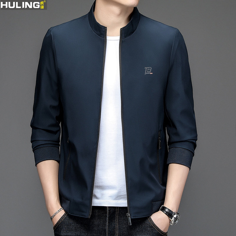 中年男士夹克衫立领商务爸爸装外套上衣服春秋级薄款时尚休闲男装